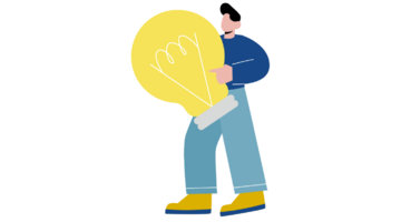 Illustratie (kleur) persoon die lampbol vasthoudt
