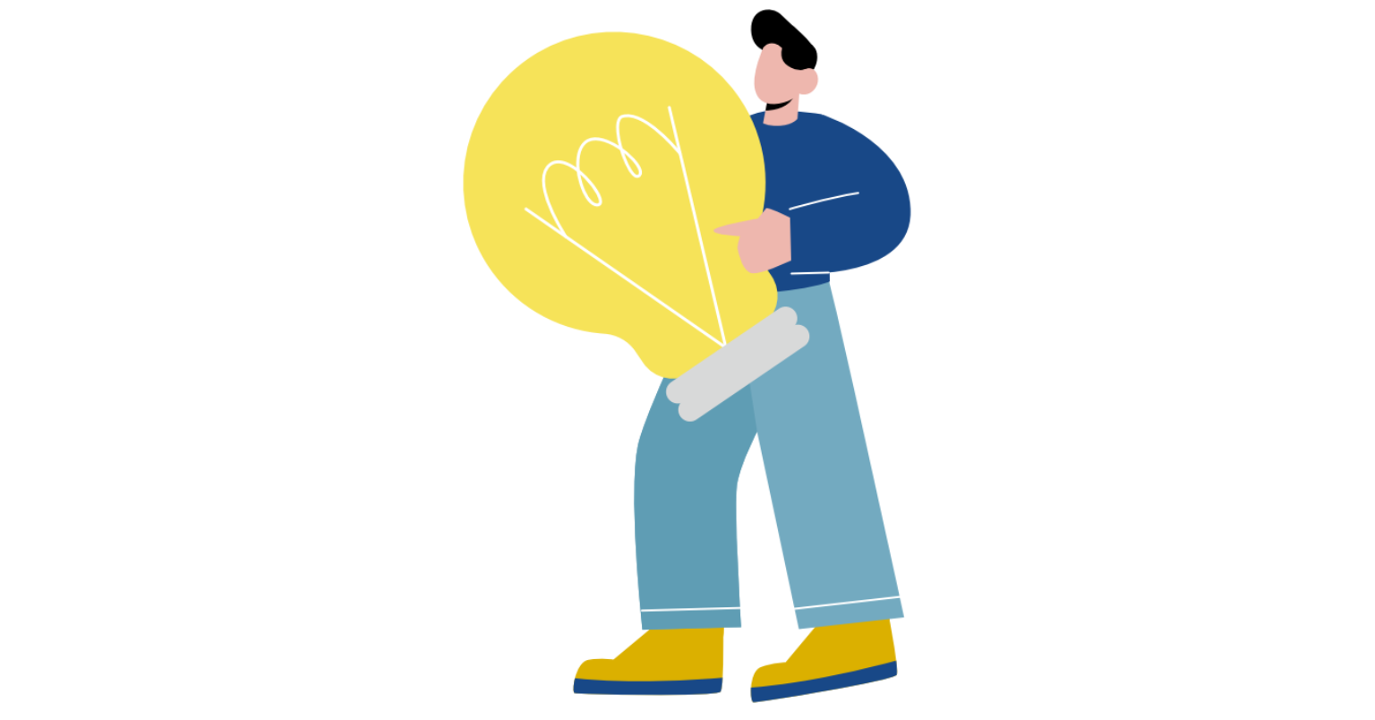 Illustratie (kleur) persoon die lampbol vasthoudt